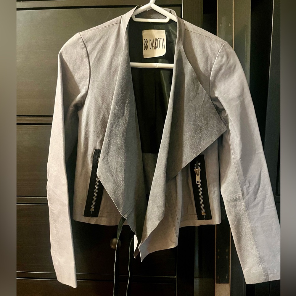 GUC BB DAKOTA Gray Moto Jacket, Waterfall Jacket, Sz XS-Small